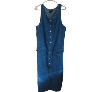 Blue J. dark was button down maxi denim‎ sleeveless dress